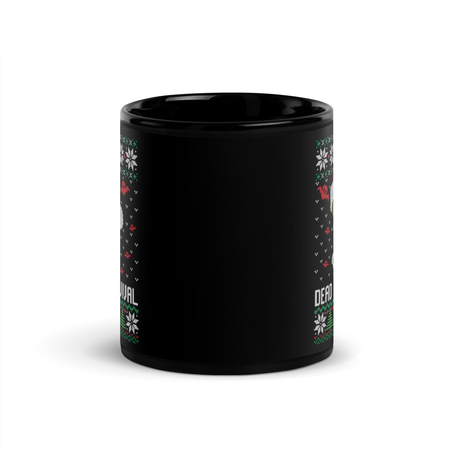 Dead Soul Revival Black Glossy Mug with Frankenstein