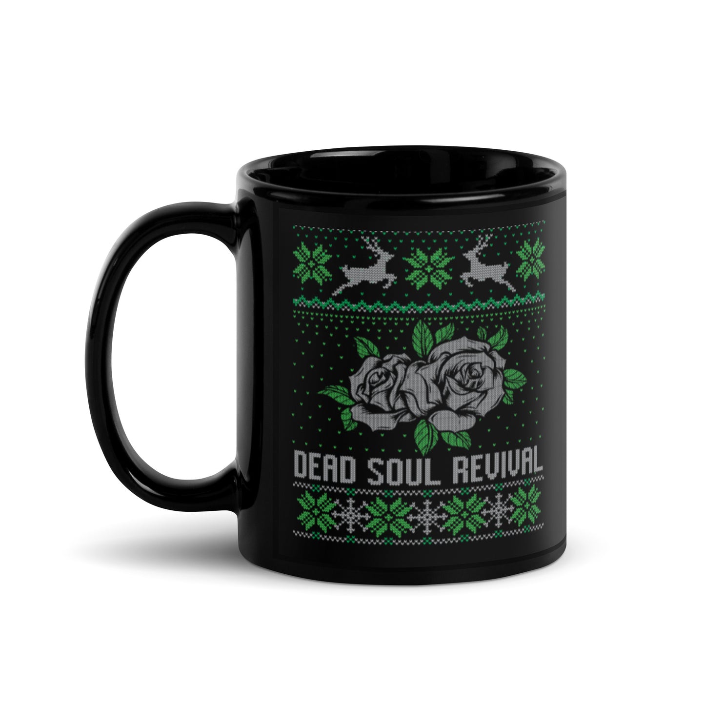 Dead Soul Revival Black Glossy Mug with Black Roses