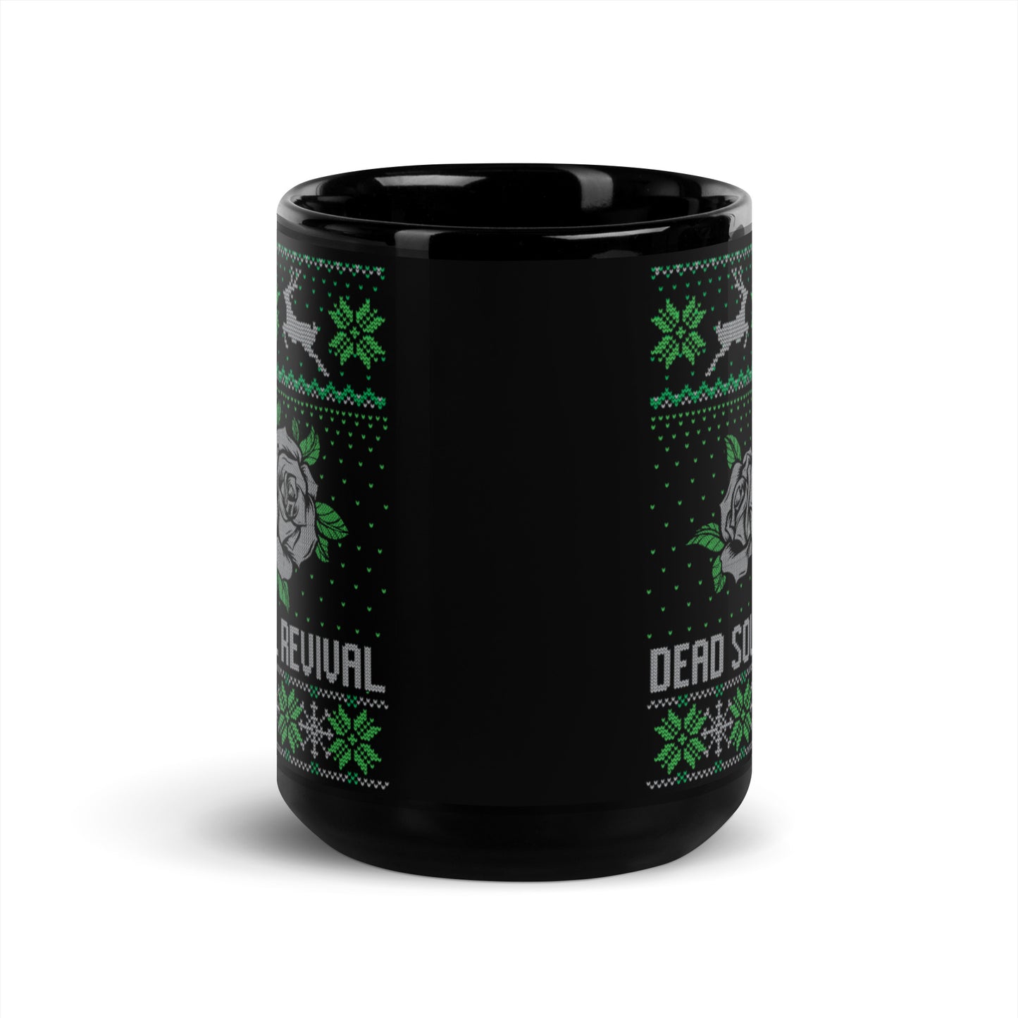 Dead Soul Revival Black Glossy Mug with Black Roses