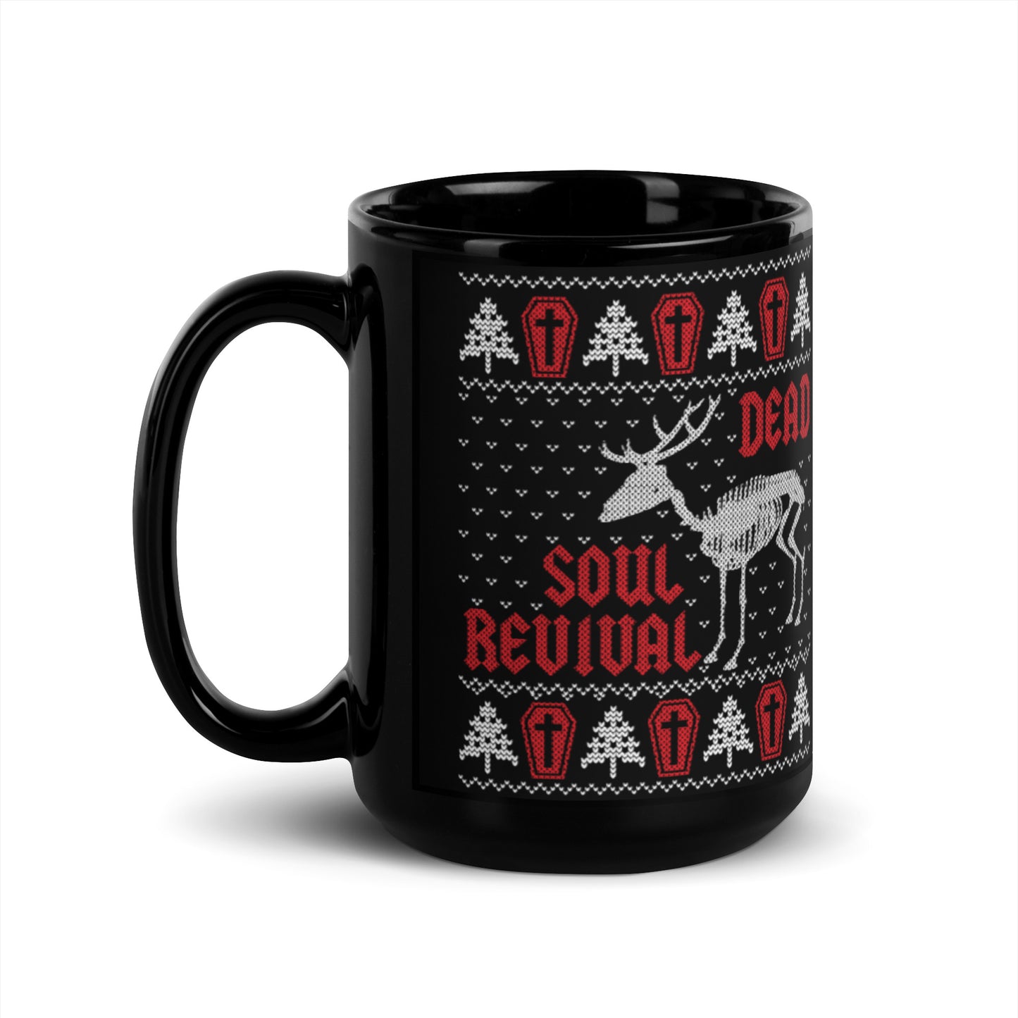 Dead Soul Revival Black Glossy Mug Deer Skeleton
