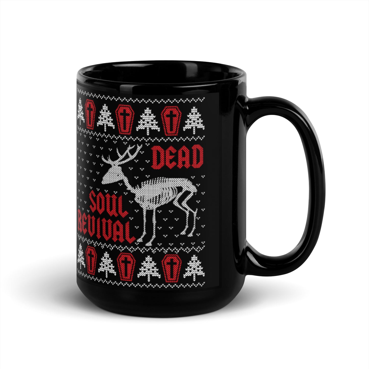 Dead Soul Revival Black Glossy Mug Deer Skeleton