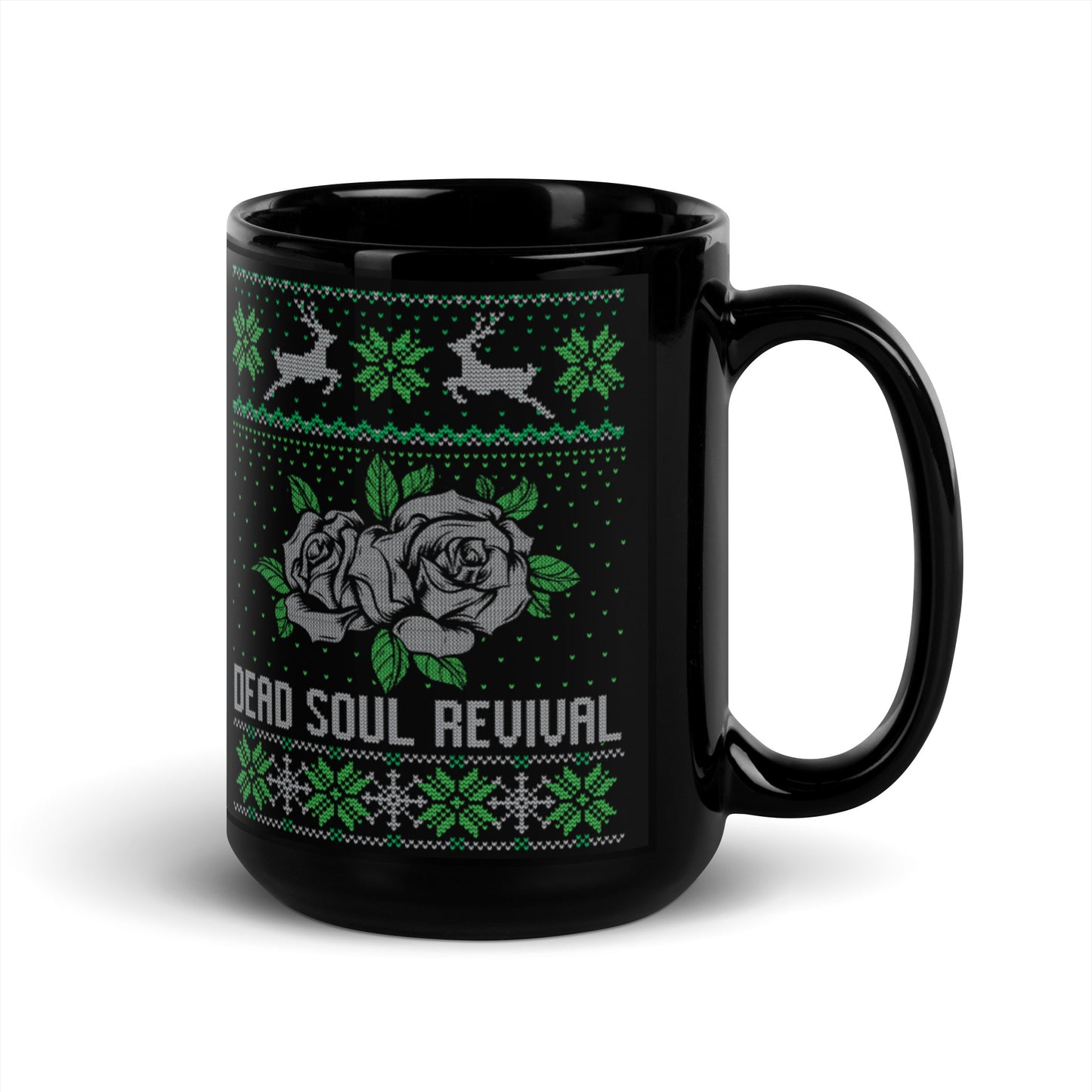 Dead Soul Revival Black Glossy Mug with Black Roses