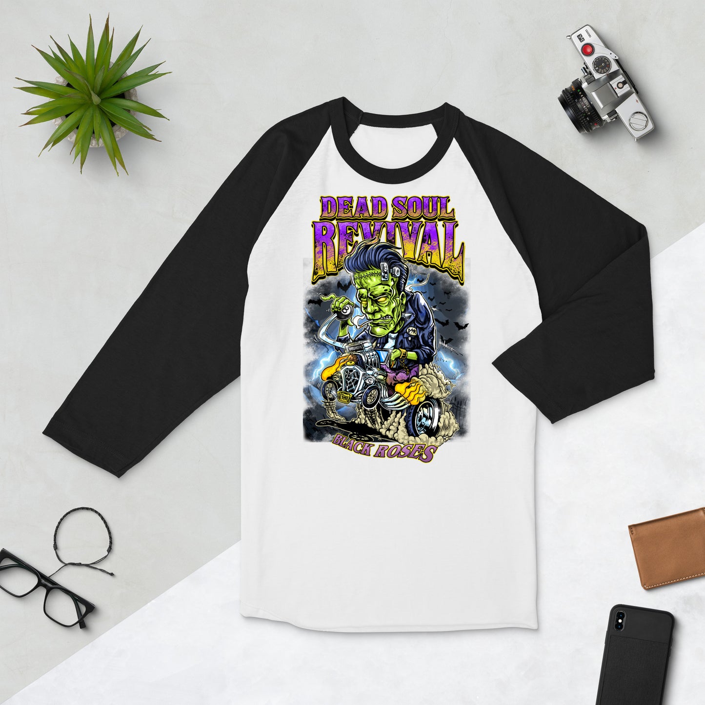 Moto Frank 3/4 sleeve raglan shirt