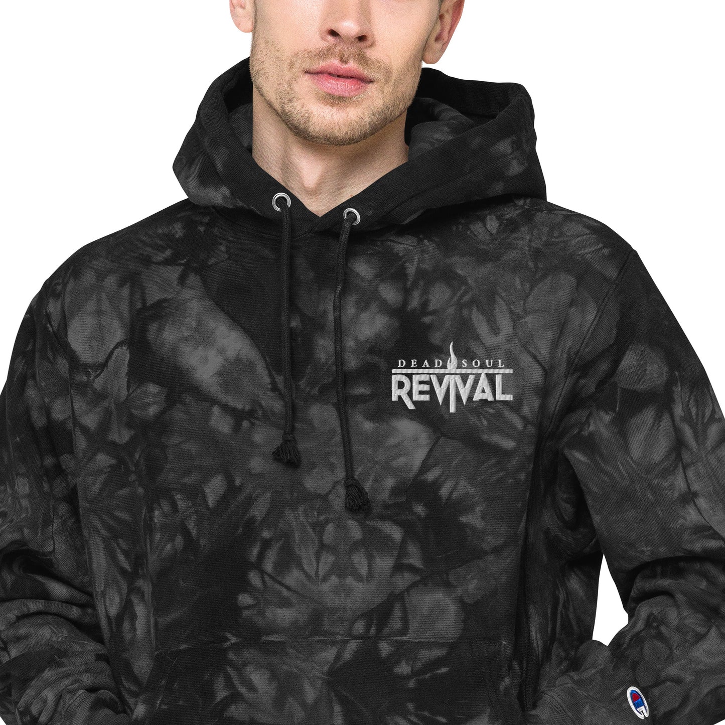 Unisex Champion tie-dye hoodie with logo