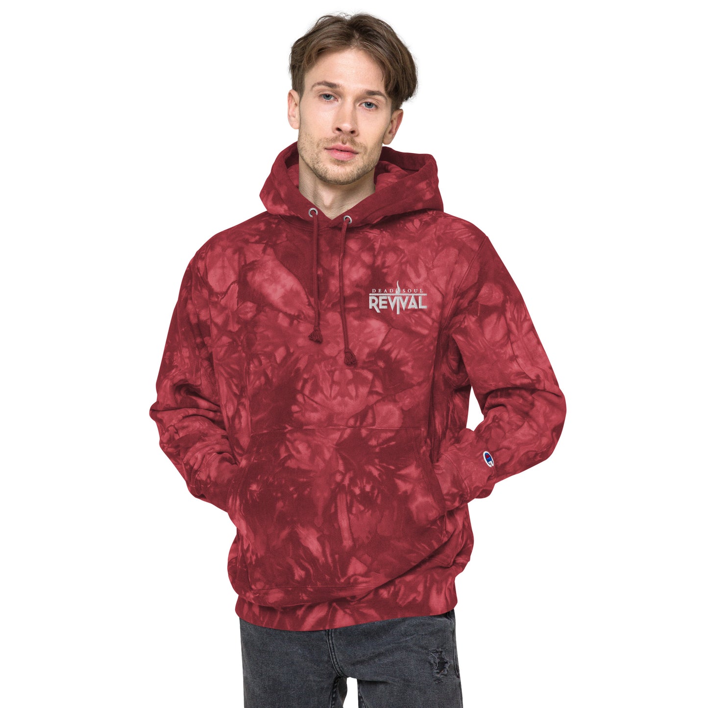 Unisex Champion tie-dye hoodie with logo