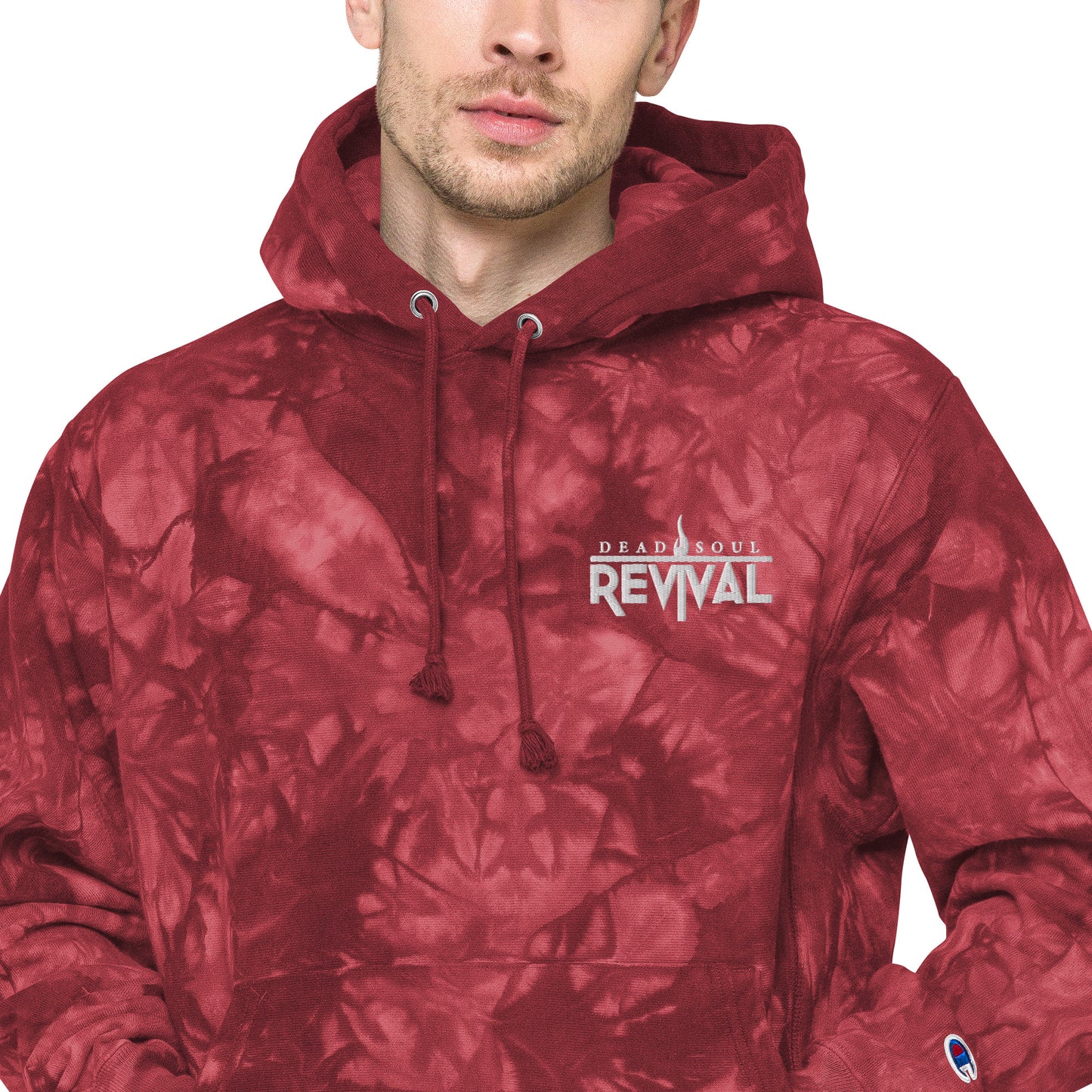 Unisex Champion tie-dye hoodie with logo