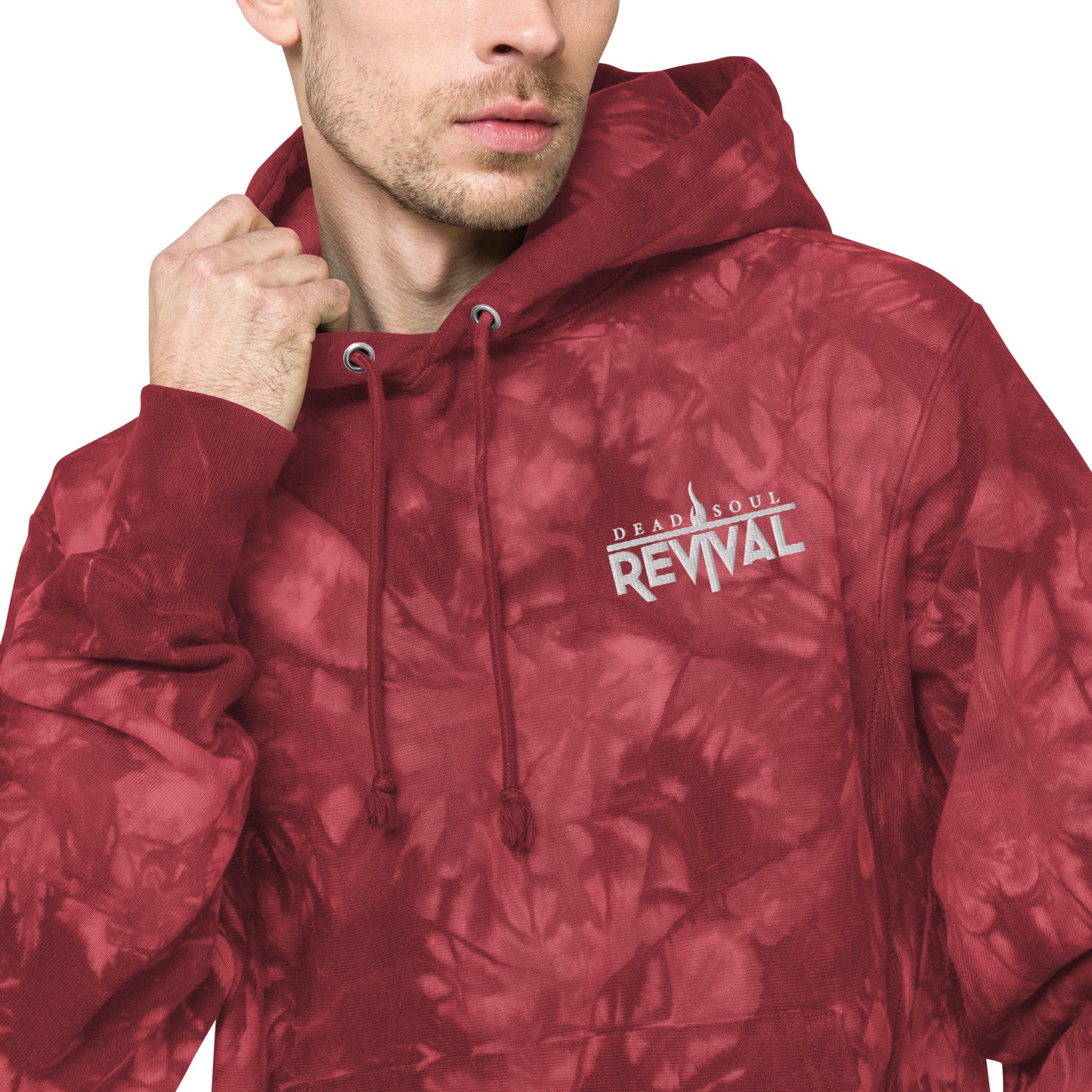 Unisex Champion tie-dye hoodie with logo