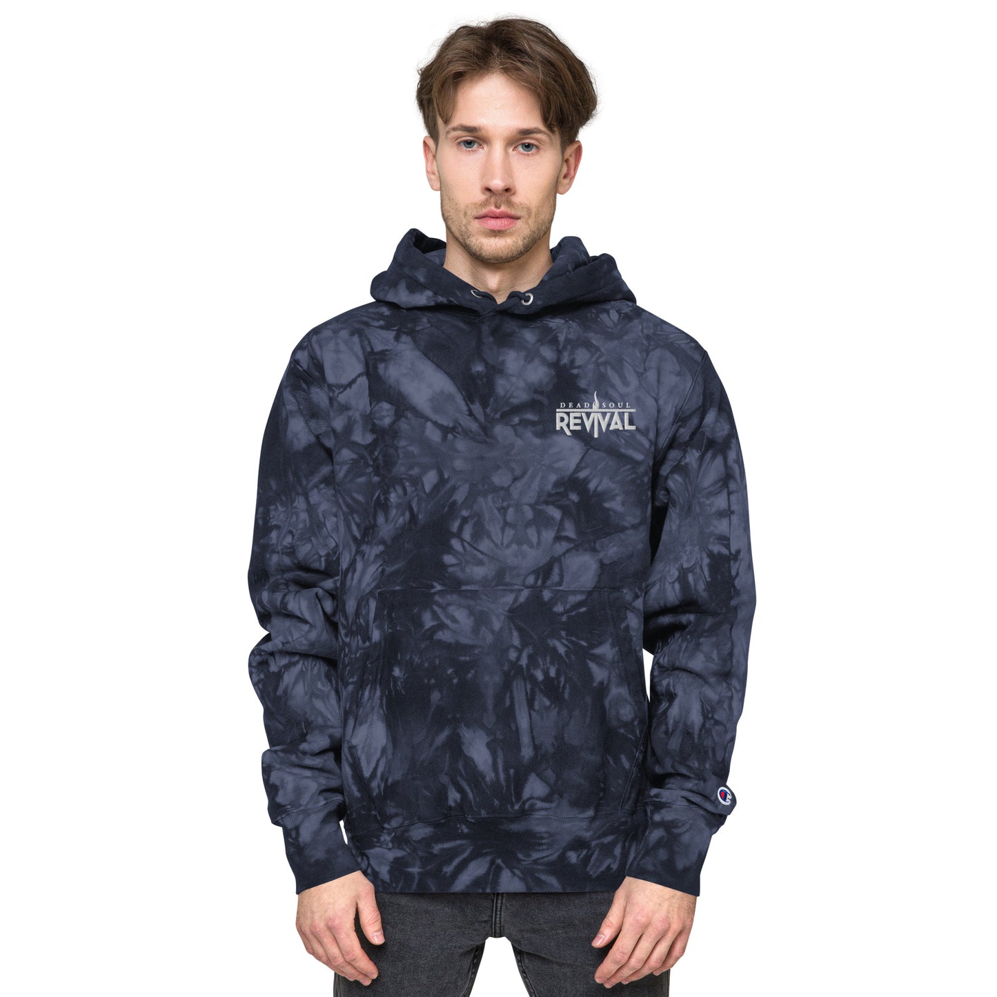 Unisex Champion tie-dye hoodie with logo