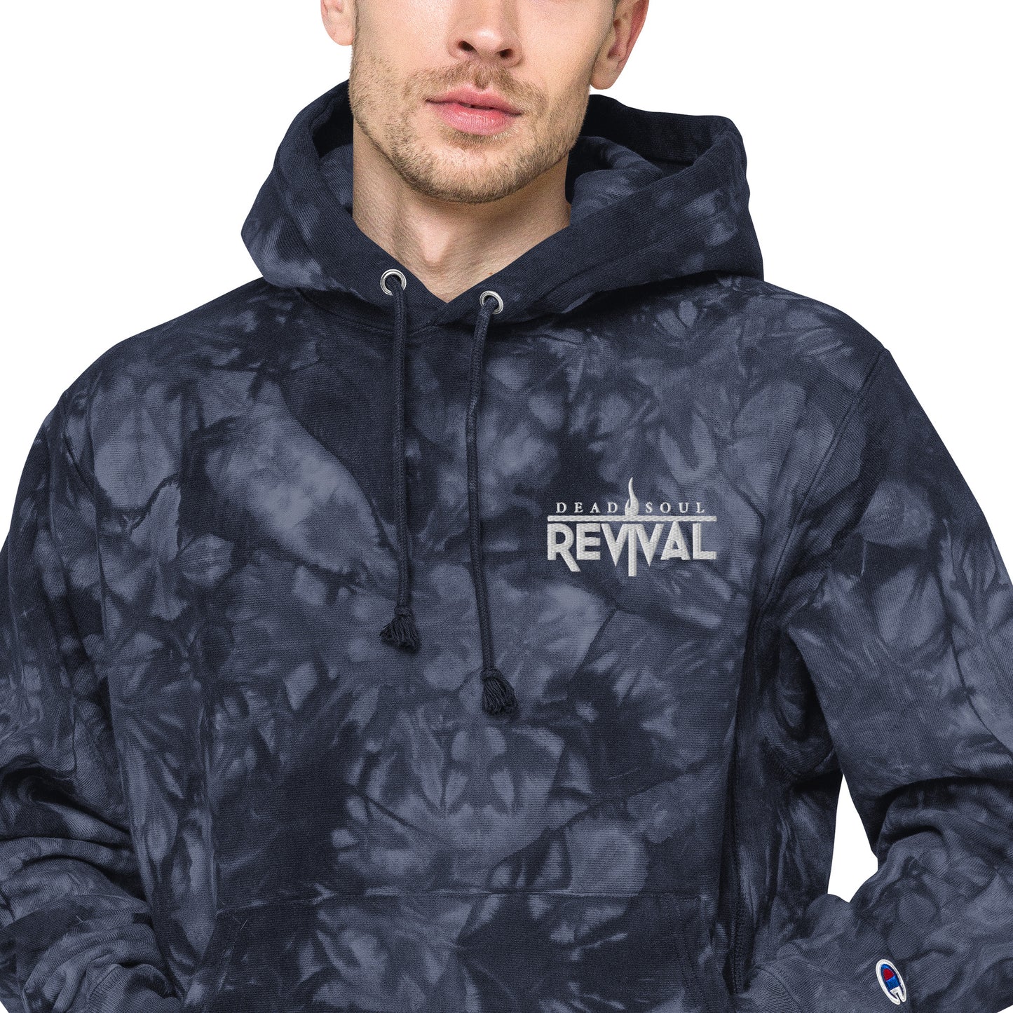 Unisex Champion tie-dye hoodie with logo