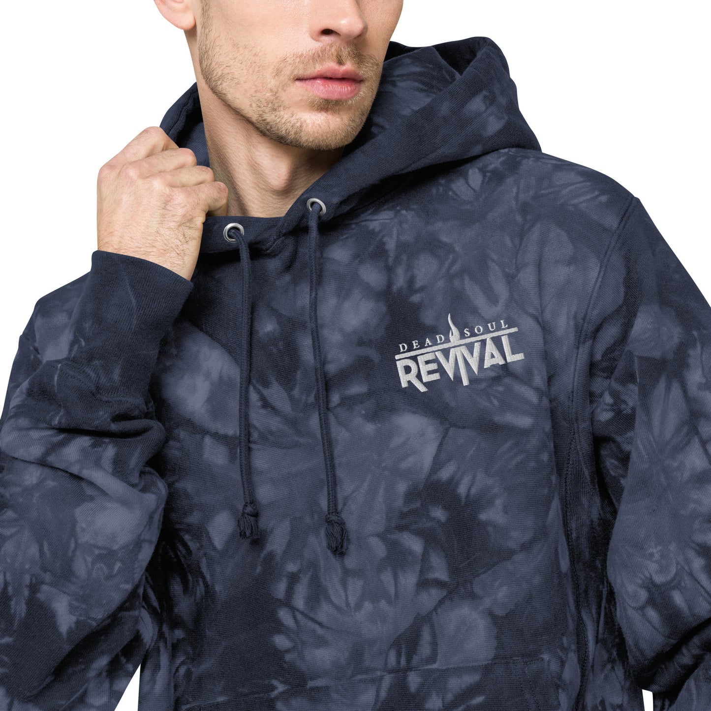 Unisex Champion tie-dye hoodie with logo
