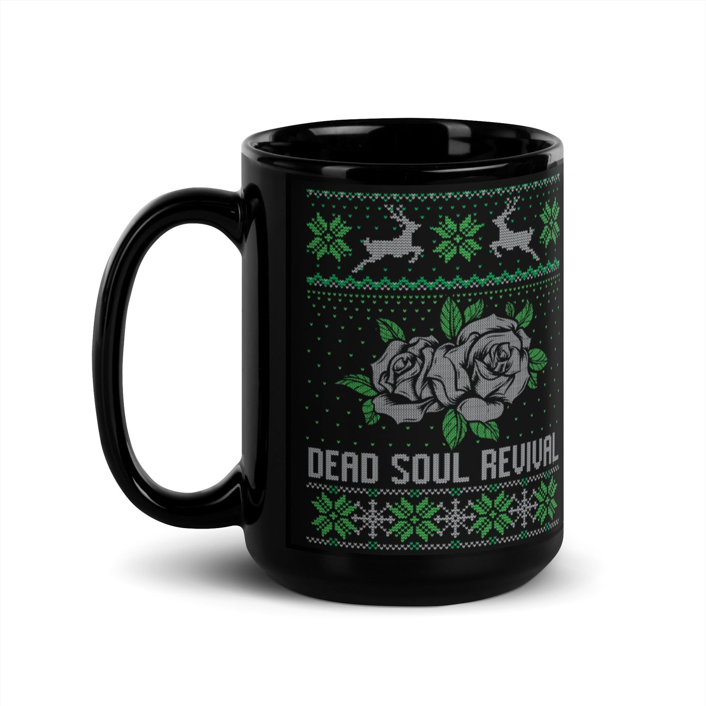 Dead Soul Revival Black Glossy Mug with Black Roses