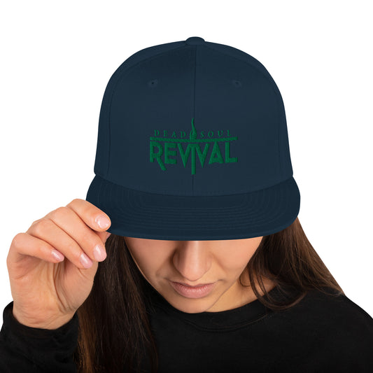 Black Snapback Hat with green logo